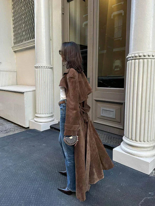 Maja™ | Płaszcz Trench z Zamszu